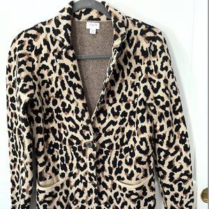 J Crew Leopard Print Sweater Blazer, Sz XS